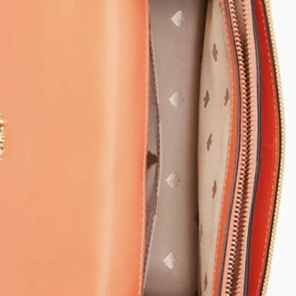 AUTHENTIC Coral Beige Kate Spade Remi Pineapple Flap Chain Crossbody CANVAS - Picture 2 of 8